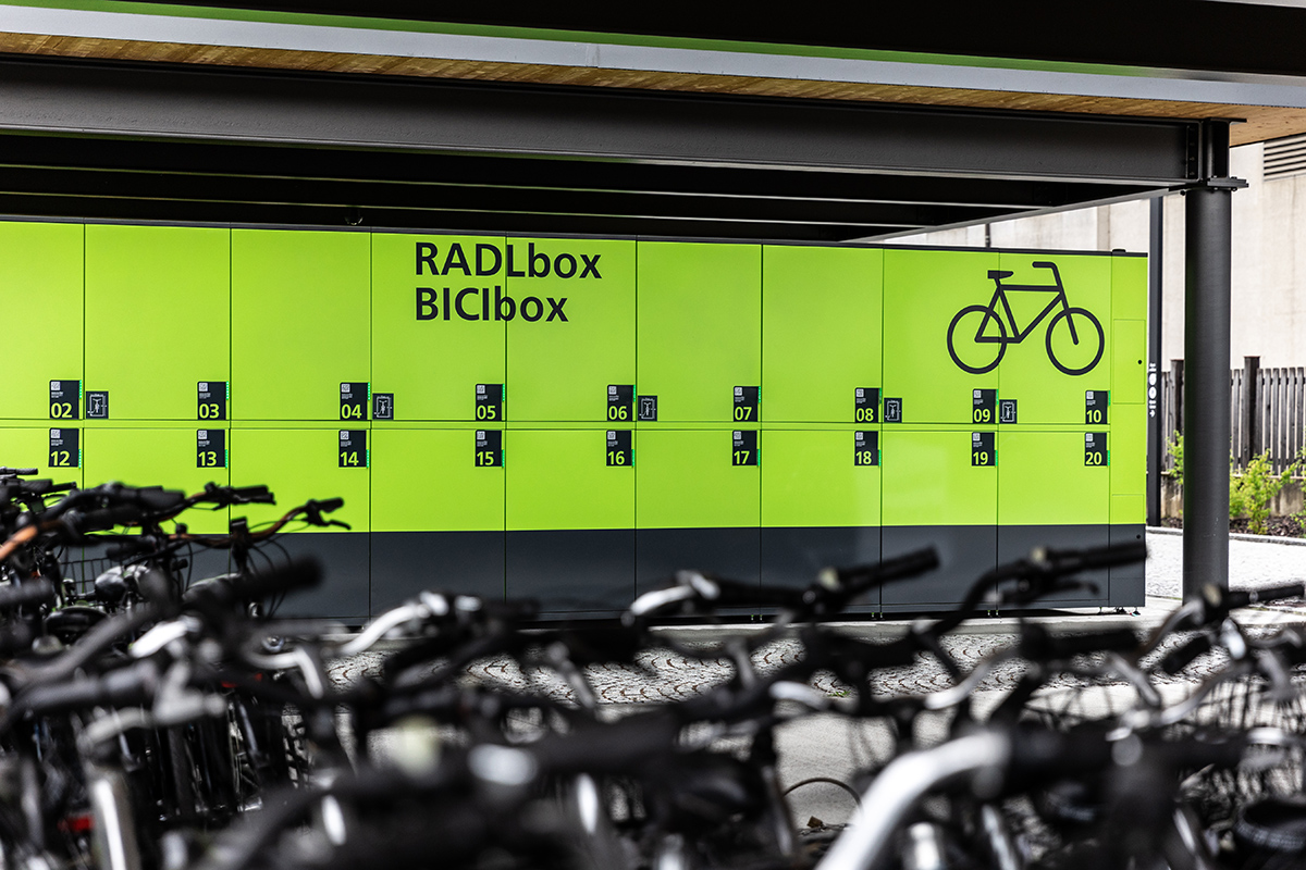 Image showcasing the BikeBox project, providing secure bicycle storage to promote sustainable mobility.
