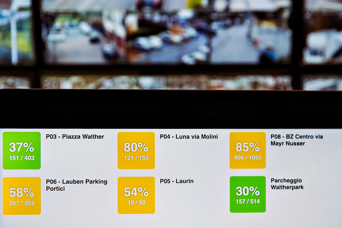 Real-time parking and traffic management dashboard used by the Municipality of Bolzano.