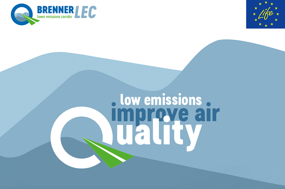 Infographic illustrating BrennerLEC's strategies for reducing emissions on the A22 highway using Open Data Hub data.