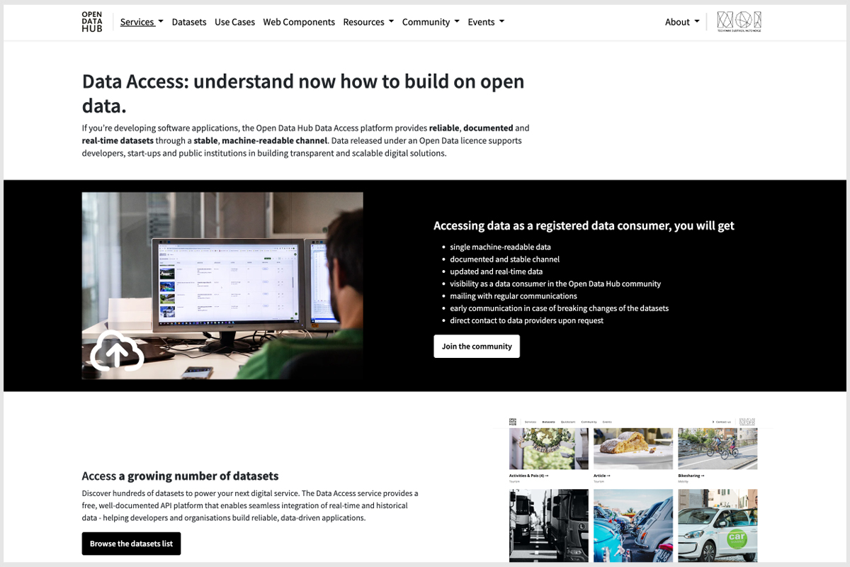 Open Data Hub Data Access service providing reliable tourism datasets for AI analytics, automation and business applications.