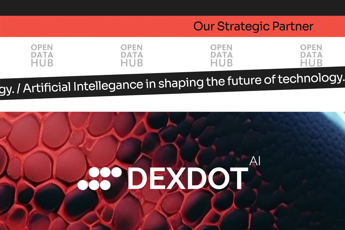 Dexdot AI website illustrating how tourism datasets from Open Data Hub can support practical AI solutions for businesses