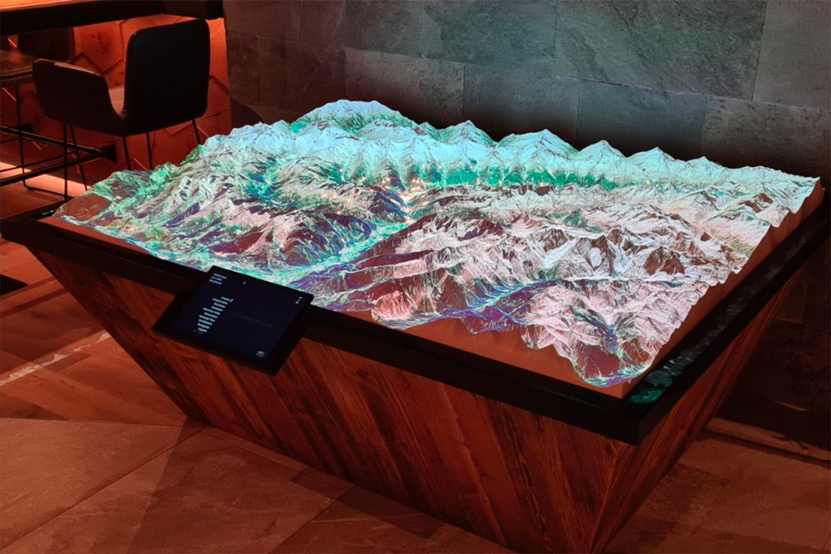 Visualisation of ËRT, an interactive landscape model developed by Moritz Brunner using Open Data Hub resources.