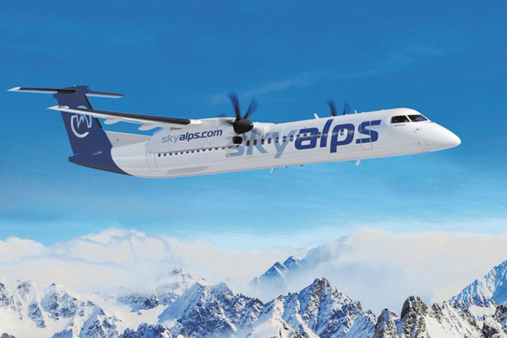 Image of SkyAlps aircraft, highlighting the airline's use of Open Data Hub for real-time flight data integration.