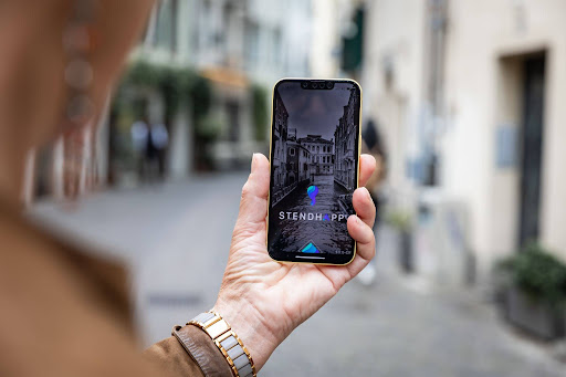 User viewing the Stendhapp app, which uses Open Data Hub events and points of interest to create tourism itineraries.